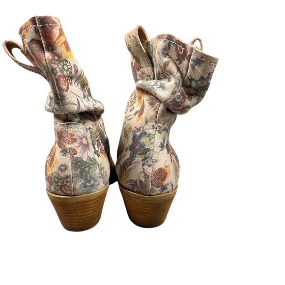 Dingo Boots Women 8.5M DI 132 Off White Floral Leather Slouchy Shaft Bootie - Picture 5 of 8